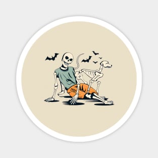 human and dog halloween retro Magnet